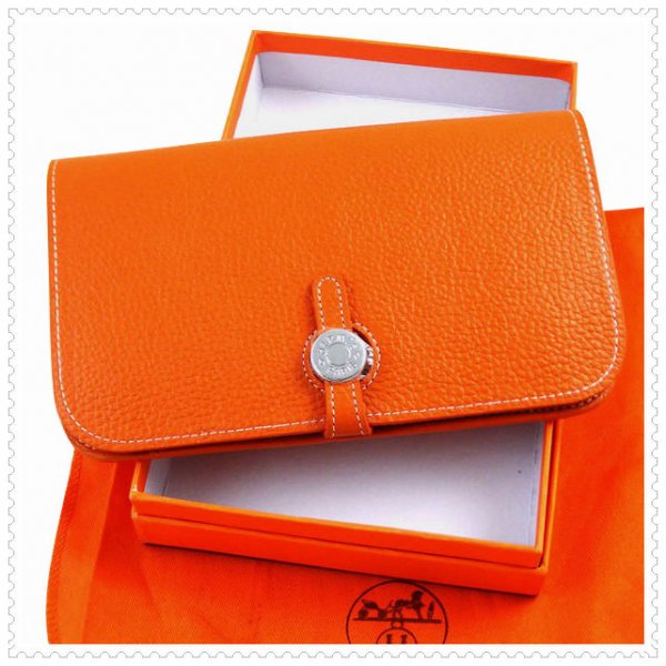 Hermes Dogon Compact Wallet Orange